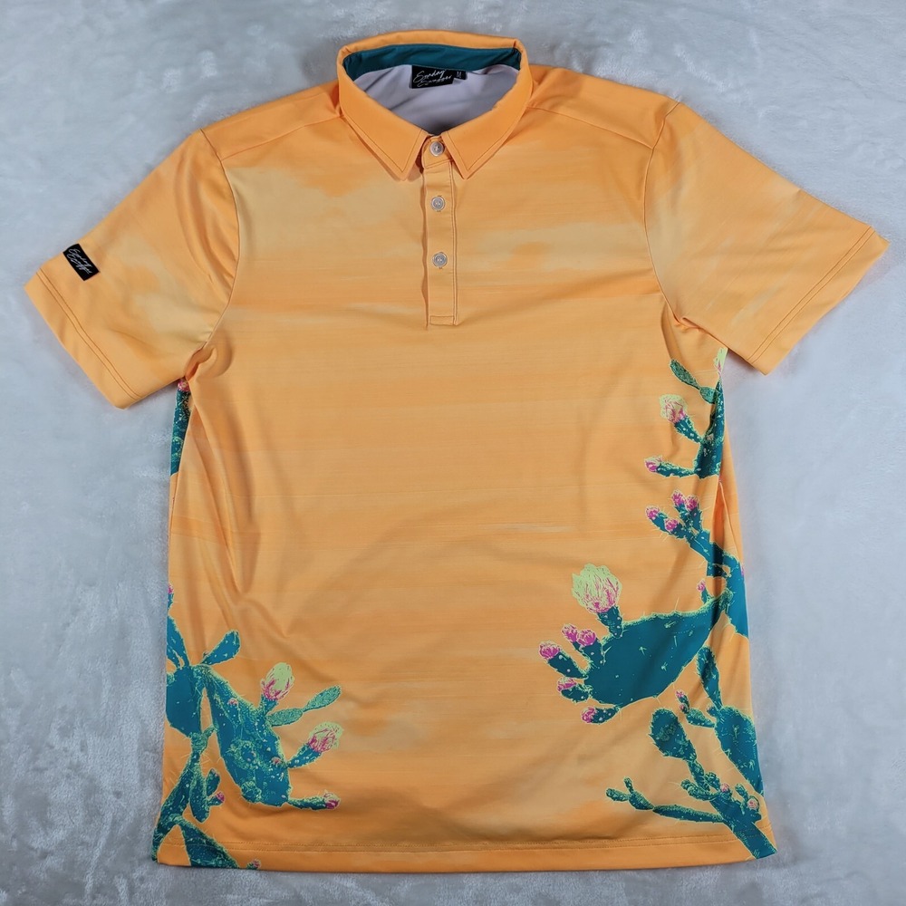 Sunday Swagger Polo Shirt Men's Medium Orange Performance‎ Golf Active Cactus